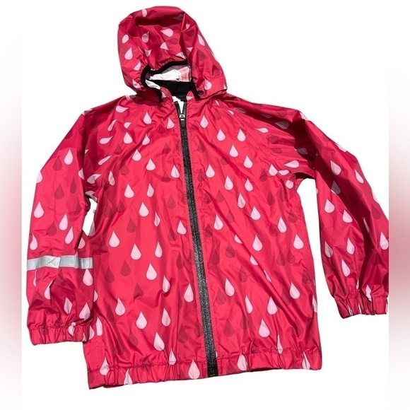 H&m Girls Pink Raincoat size 7-8 - Removeable Hood - Picture 1 of 13